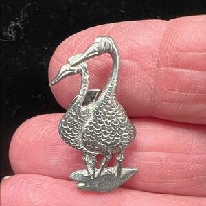 Vintage 1987 Kirk Stieff With P Buckley Moss Pewter Geese Lapel Pin or Tie Pin